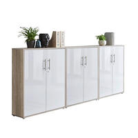 AKTENSCHRANK Sonoma Eiche, Weiß Hochglanz  - Weiß Hochglanz/Sonoma Eiche, MODERN, Holzwerkstoff (253,2/113,6/33cm) - MID.YOU