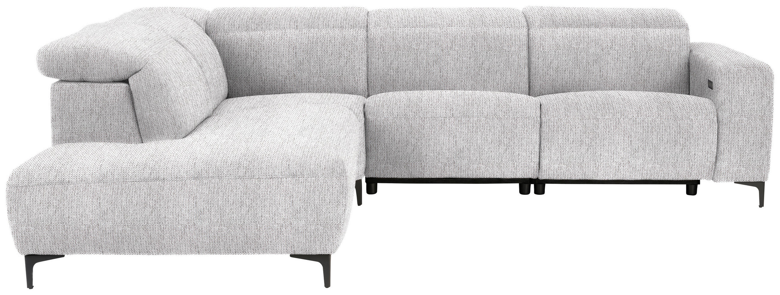 ECKSOFA in Flachgewebe Hellgrau  - Hellgrau/Schwarz, Design, Textil/Metall (238/290cm) - Pure Home Lifestyle