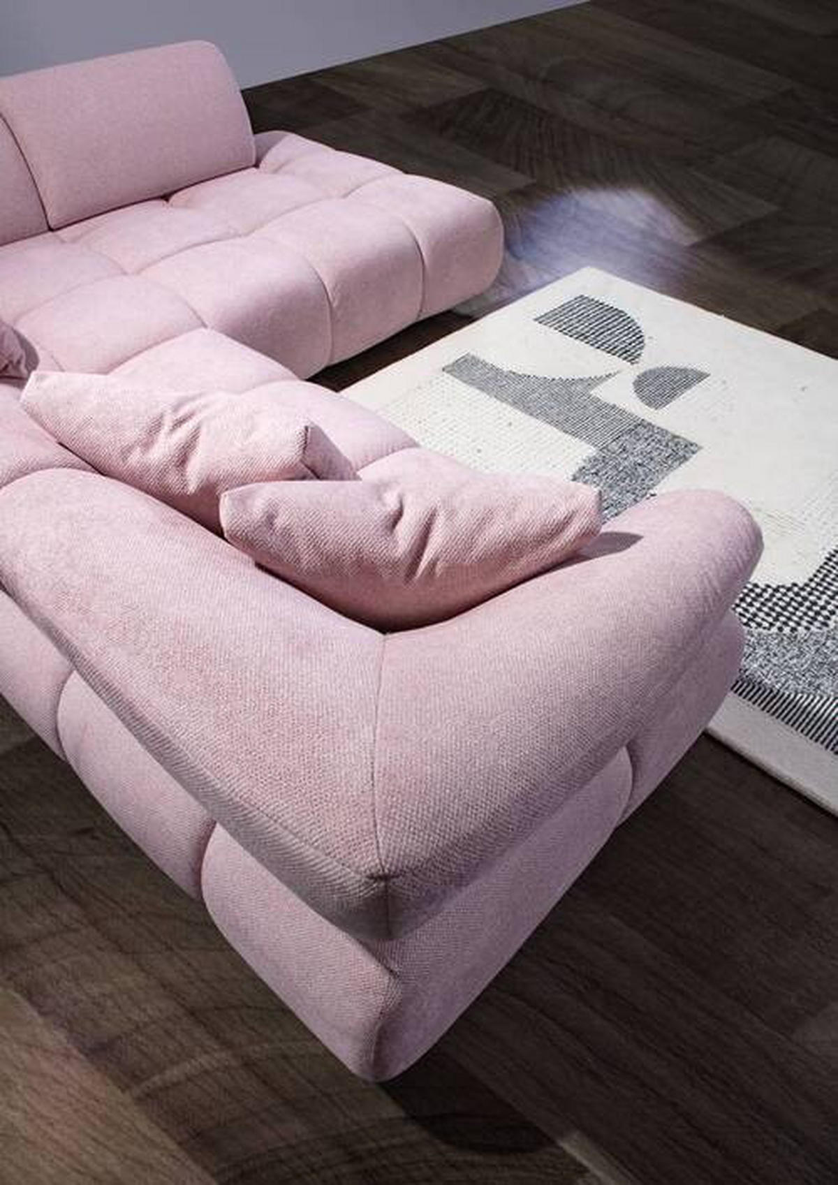 HÖRNSOFFA i velour gammalrosa  - svart/gammalrosa, Design, textil/plast (283/220cm) - MID.YOU
