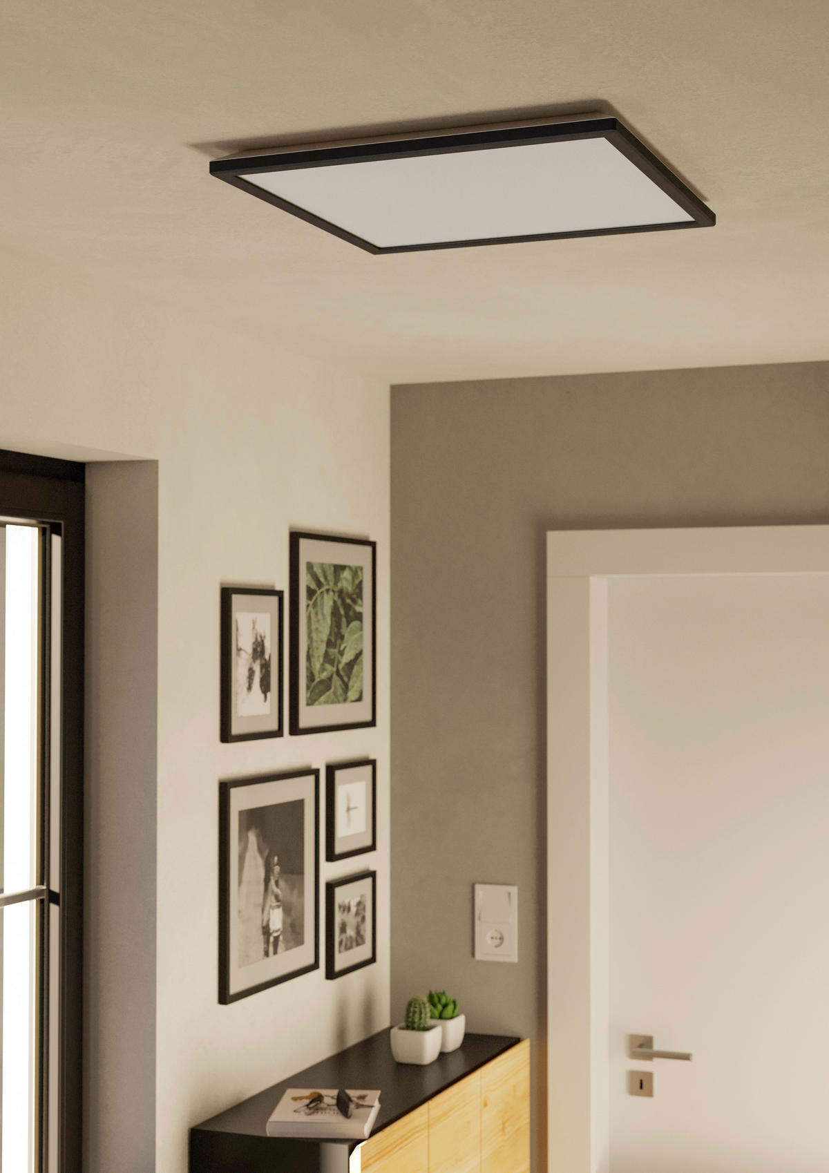 BADEZIMMER-DECKENLEUCHTE Curitiba 50/50/2,5 cm   - Schwarz/Weiß, Basics, Kunststoff (50/50/2,5cm) - Celina