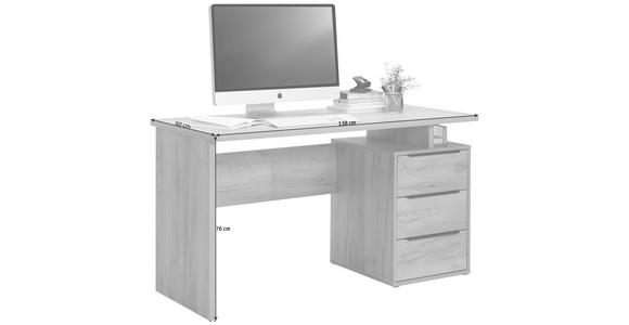 SCHREIBTISCH 138/60/76 cm in Eiche Artisan - Eichefarben/Schwarz, KONVENTIONELL, Holzwerkstoff/Metall (138/60/76cm) - Venda
