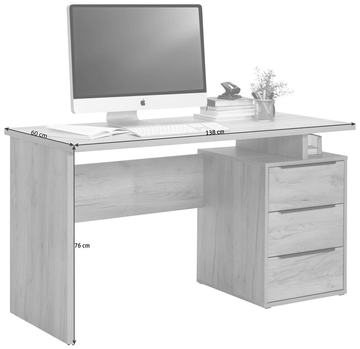 SCHREIBTISCH 138/60/76 cm  in Eiche Artisan  - Eichefarben/Schwarz, KONVENTIONELL, Holzwerkstoff/Metall (138/60/76cm) - Venda