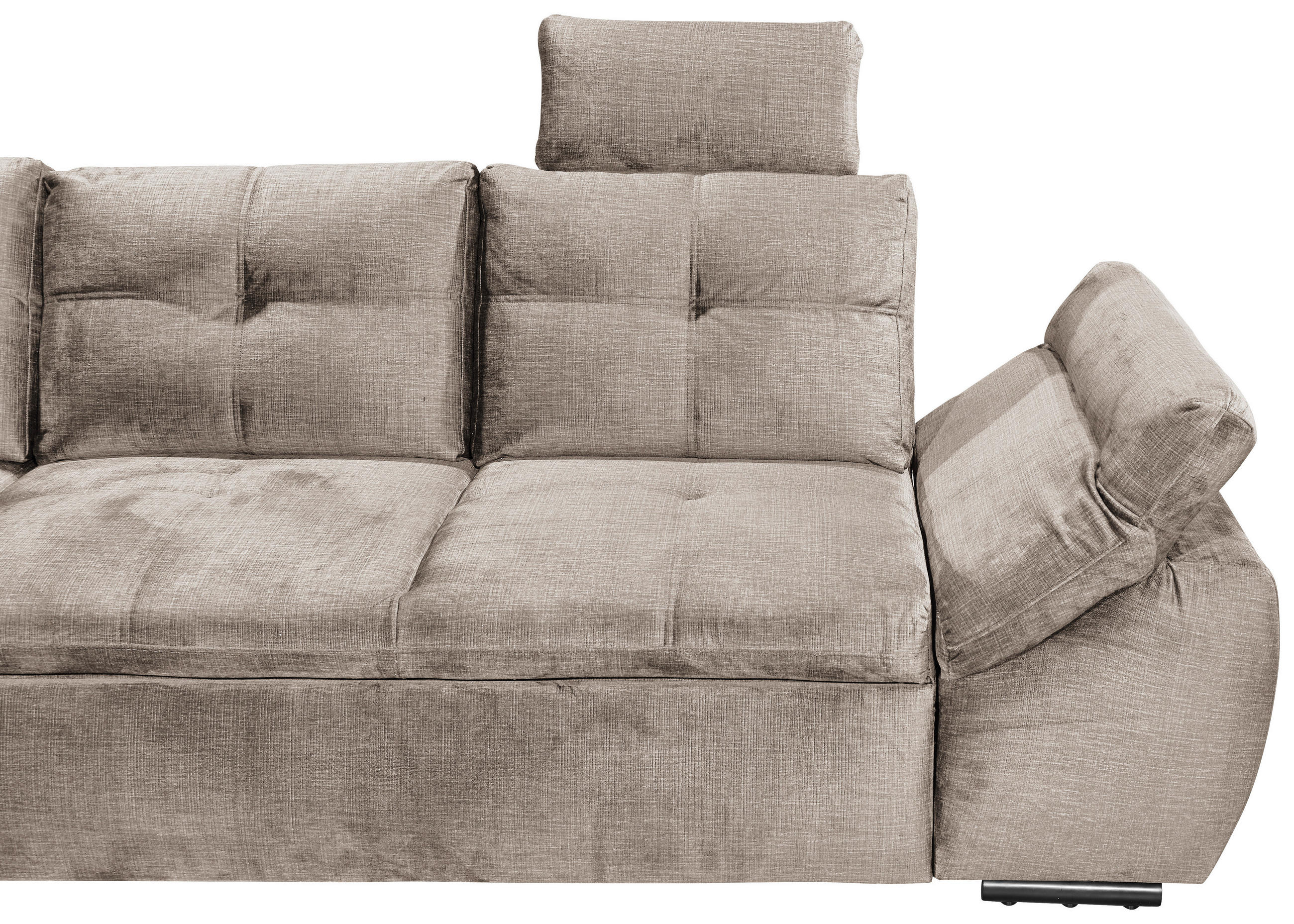 ECKSOFA in Mikrovelours Creme  - Creme/Schwarz, KONVENTIONELL, Kunststoff/Textil (217/265cm) - Carryhome