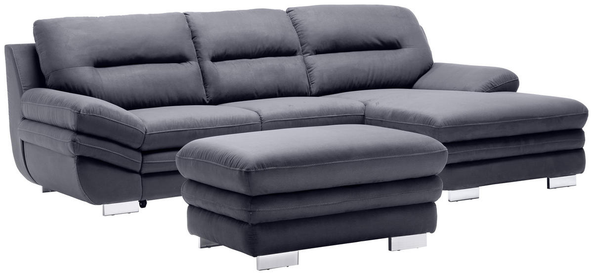SEDEŽNA GARNITURA, mikrovlakna antracit  - barve kroma/antracit, Design, tekstil (270/92/166cm) - Stylife