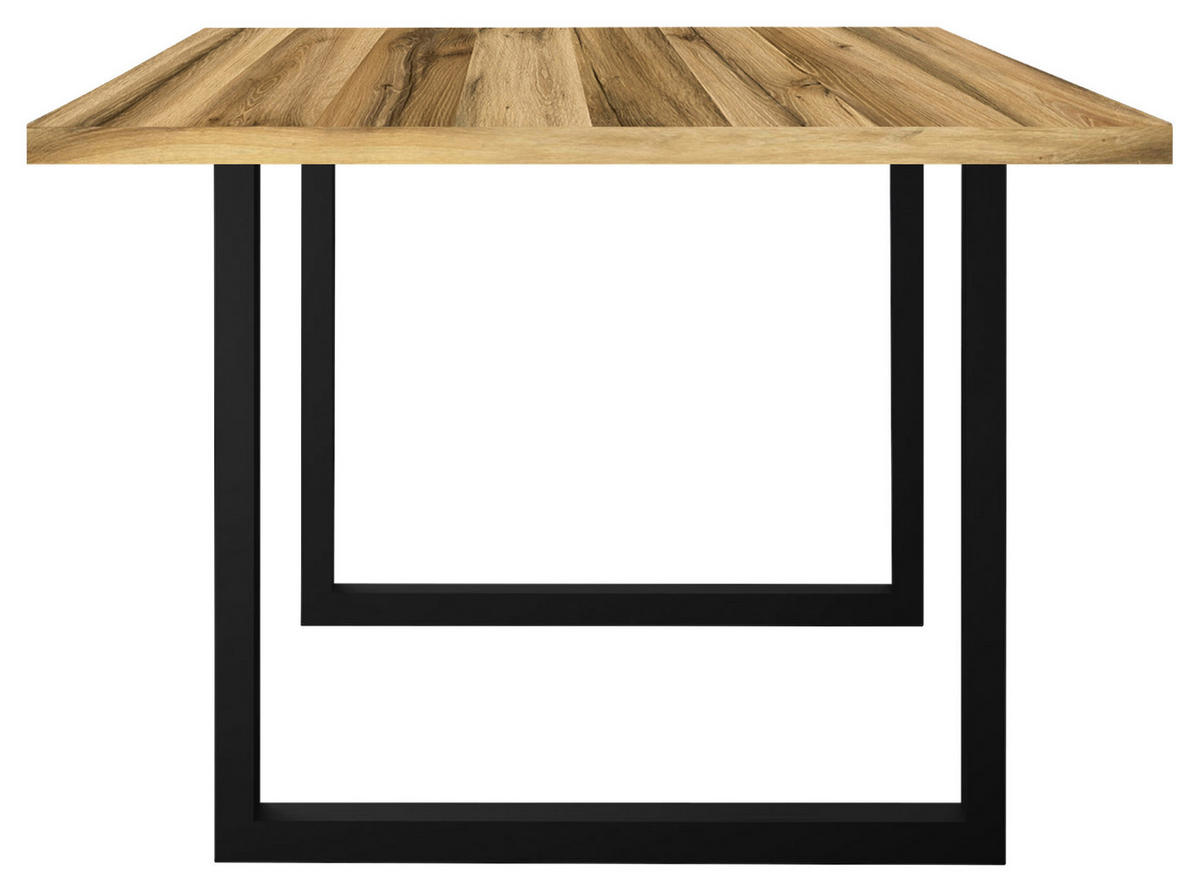 ESSTISCH rechteckig Schwarz, Plankeneiche  - Plankeneiche/Schwarz, MODERN, Holzwerkstoff/Metall (200/100/78cm) - Livetastic