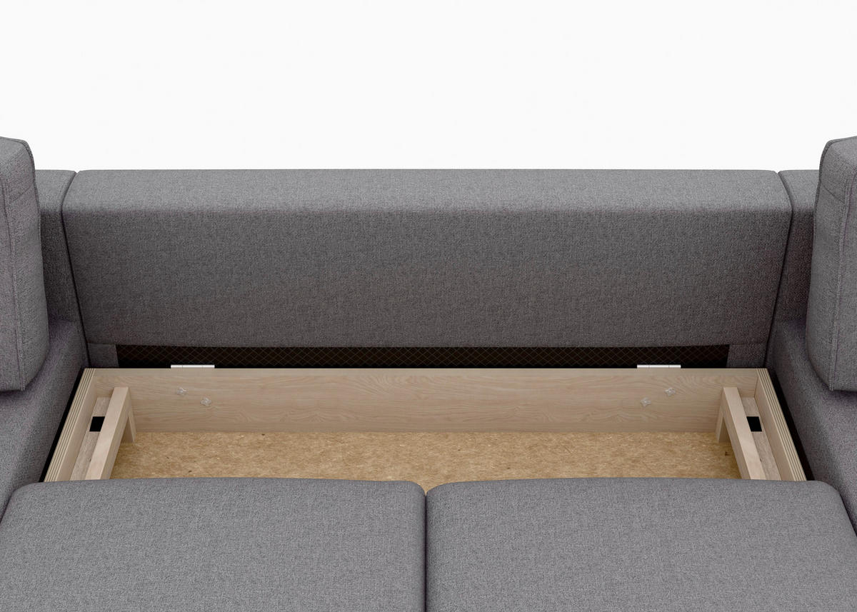 WOHNLANDSCHAFT Anthrazit Struktur  - Anthrazit/Buchefarben, MODERN, Holz/Textil (161/306/161cm) - Trendmanufaktur