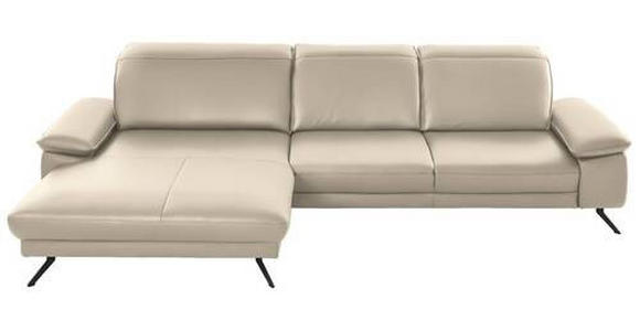 ECKSOFA in Echtleder Creme  - Creme/Schwarz, Design, Leder/Metall (193/328cm) - Dieter Knoll