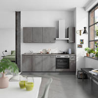 KÜCHENBLOCK Riva 240 cm  in Schieferfarben  - Schieferfarben/Edelstahlfarben, MODERN, Holzwerkstoff/Metall (240cm) - Nobilia