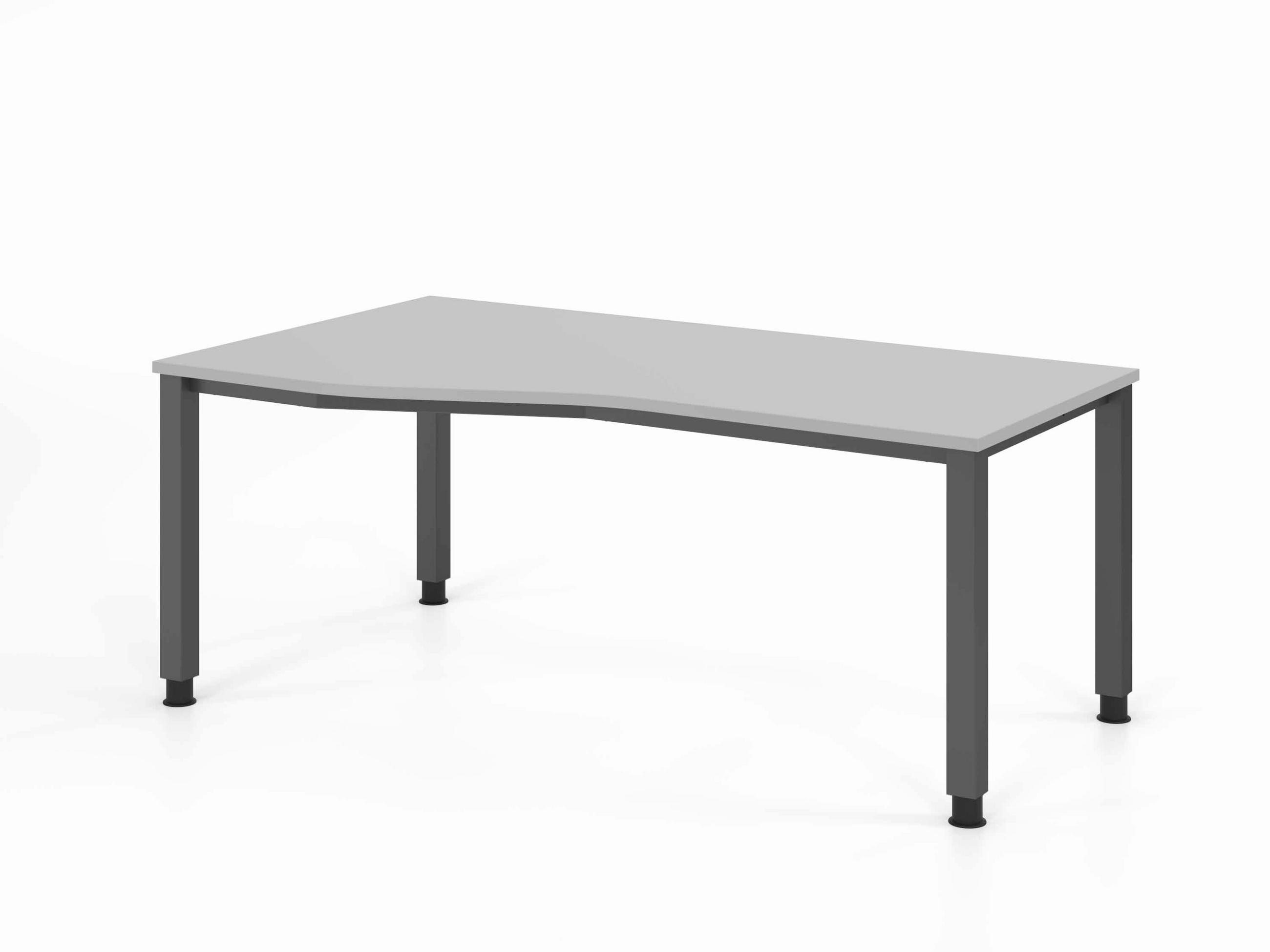 SCHREIBTISCH 180/100-80/68,5-81 cm Grau, Graphitfarben mechanisch höhenverstellbar  - Graphitfarben/Grau, Basics, Holzwerkstoff/Metall (180/100-80/68,5-81cm) - Venda