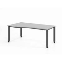 SCHREIBTISCH 180/100-80/68,5-81 cm Grau, Graphitfarben mechanisch höhenverstellbar  - Graphitfarben/Grau, Basics, Holzwerkstoff/Metall (180/100-80/68,5-81cm) - Venda