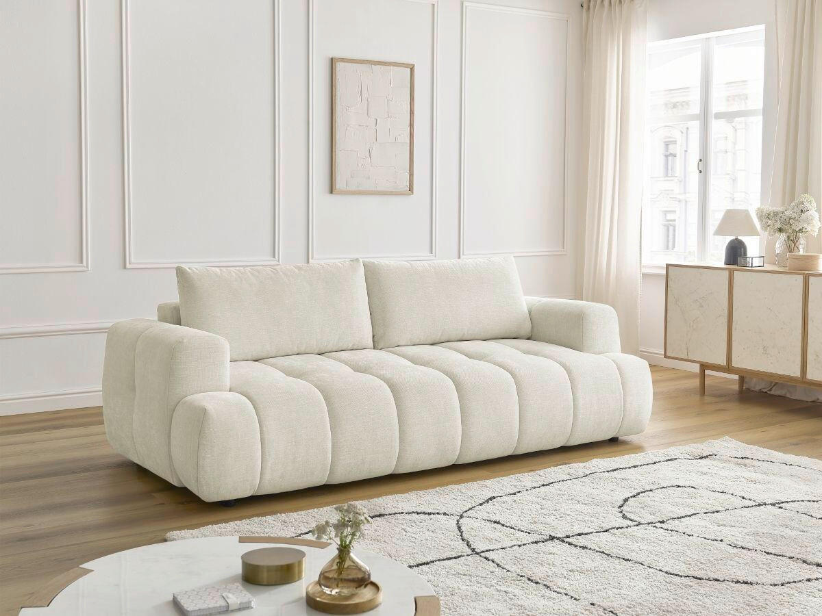 SCHLAFSOFA FUJI Leinenoptik Beige  inkl.  - Beige/Schwarz, MODERN, Kunststoff/Textil (251/113/88cm)