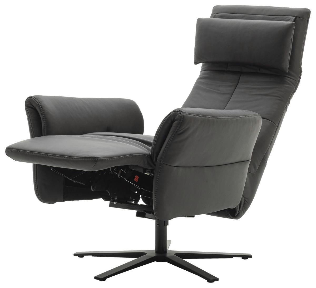 RELAXSESSEL in Leder Anthrazit  - Anthrazit/Schwarz, Design, Leder/Metall (81/92/120/82cm) - Schöner Wohnen