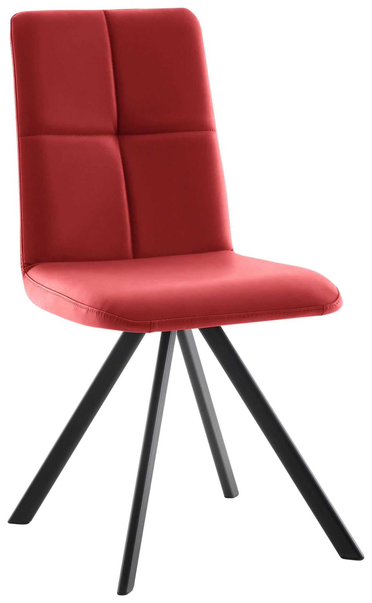 STUHL  in Eisen Lederlook, Mikrofaser Metall, Textil  - Rot/Schwarz, MODERN, Textil/Metall (47/92/60cm) - Cantus