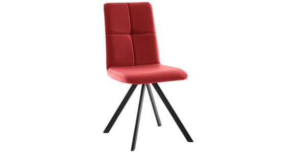 STUHL in Eisen Lederlook, Mikrofaser Metall, Textil - Rot/Schwarz, MODERN, Textil/Metall (47/92/60cm) - Cantus