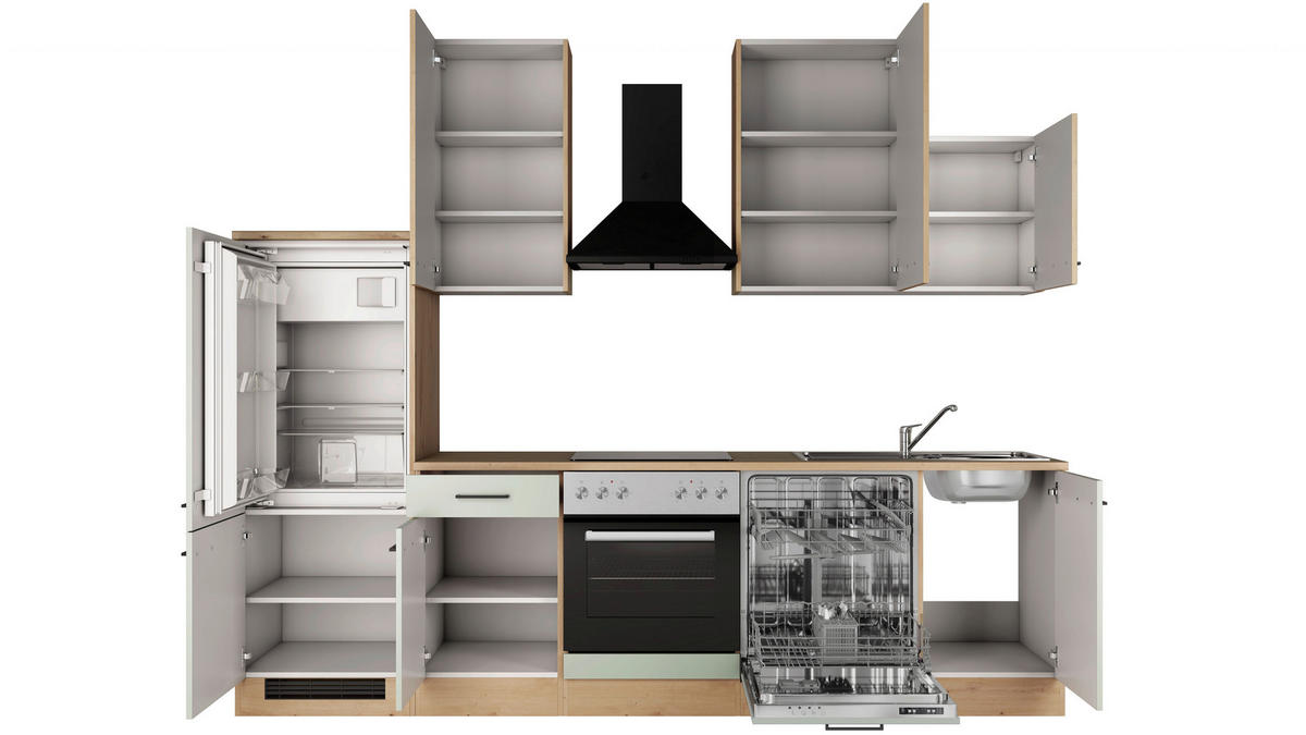 KUCHYNSKÝ BLOK 280 cm - čierna/trstinovozelená, Trend, kov/kompozitné drevo (280cm) - FlexWell