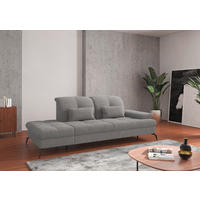 RÉCAMIERE in Flachgewebe Hellgrau  - Hellgrau/Schwarz, KONVENTIONELL, Textil/Metall (231/90/122cm) - Sit & More