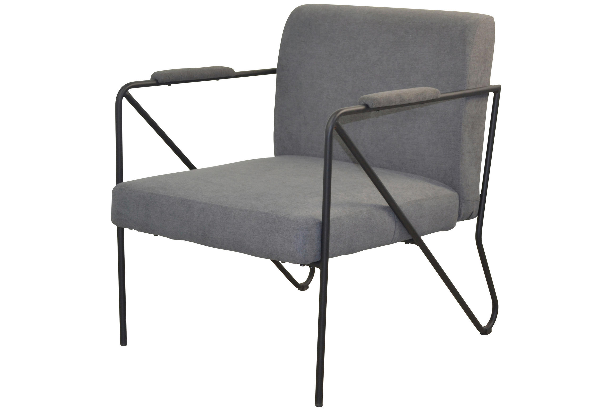 SESSEL Webstoff, Flachgewebe Grau    - Schwarz/Grau, Design, Textil/Metall (76/64/77cm) - MID.YOU