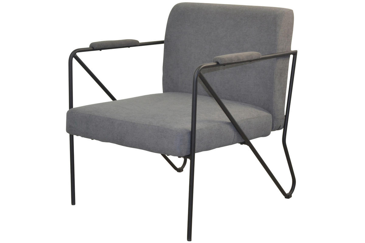 SESSEL Webstoff, Flachgewebe Grau    - Schwarz/Grau, Design, Textil/Metall (76/64/77cm) - MID.YOU