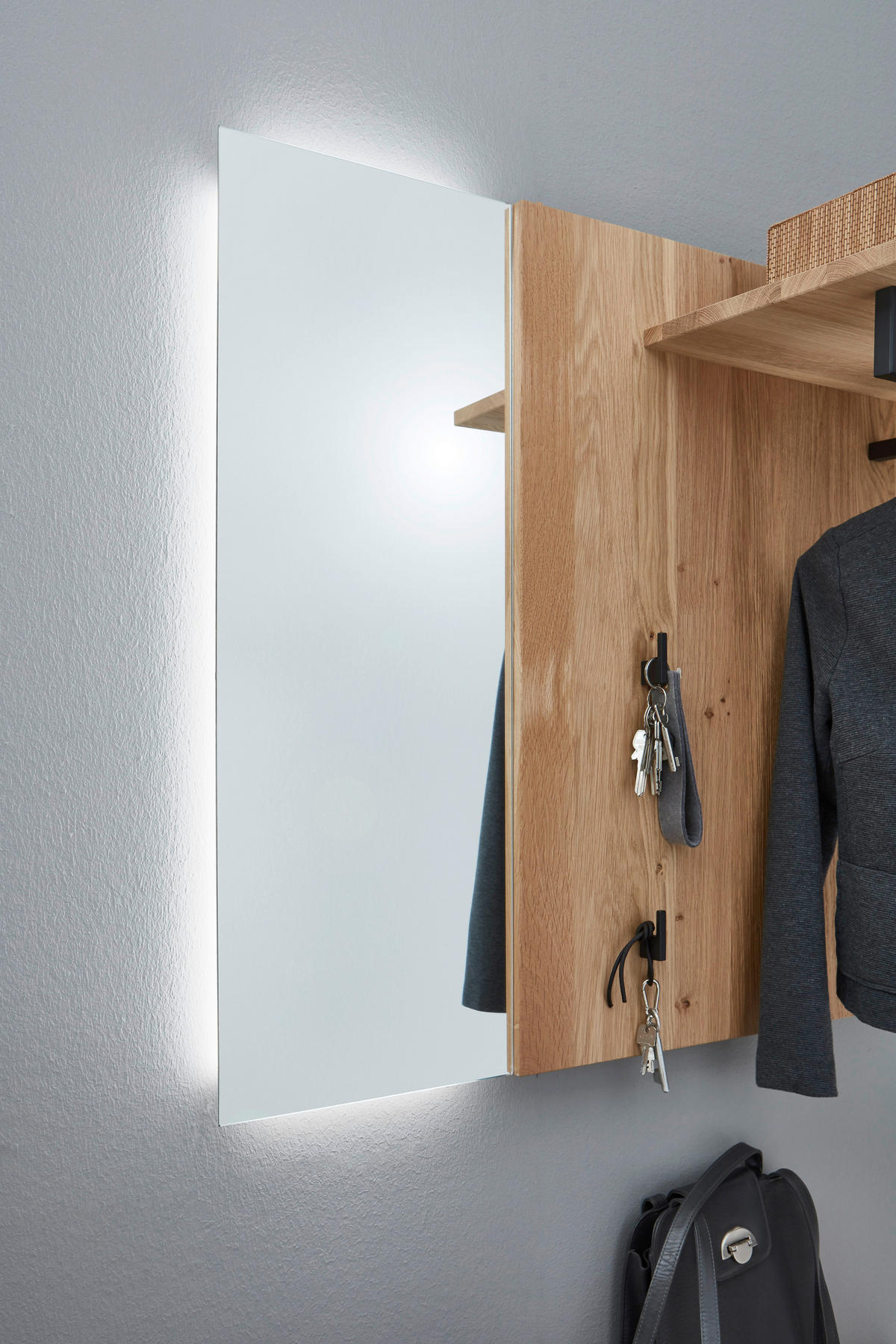 GARDEROBE  in 233,8/182/45,2 cm  - Wildeiche, Design, Glas/Holz (233,8/182/45,2cm) - Valdera
