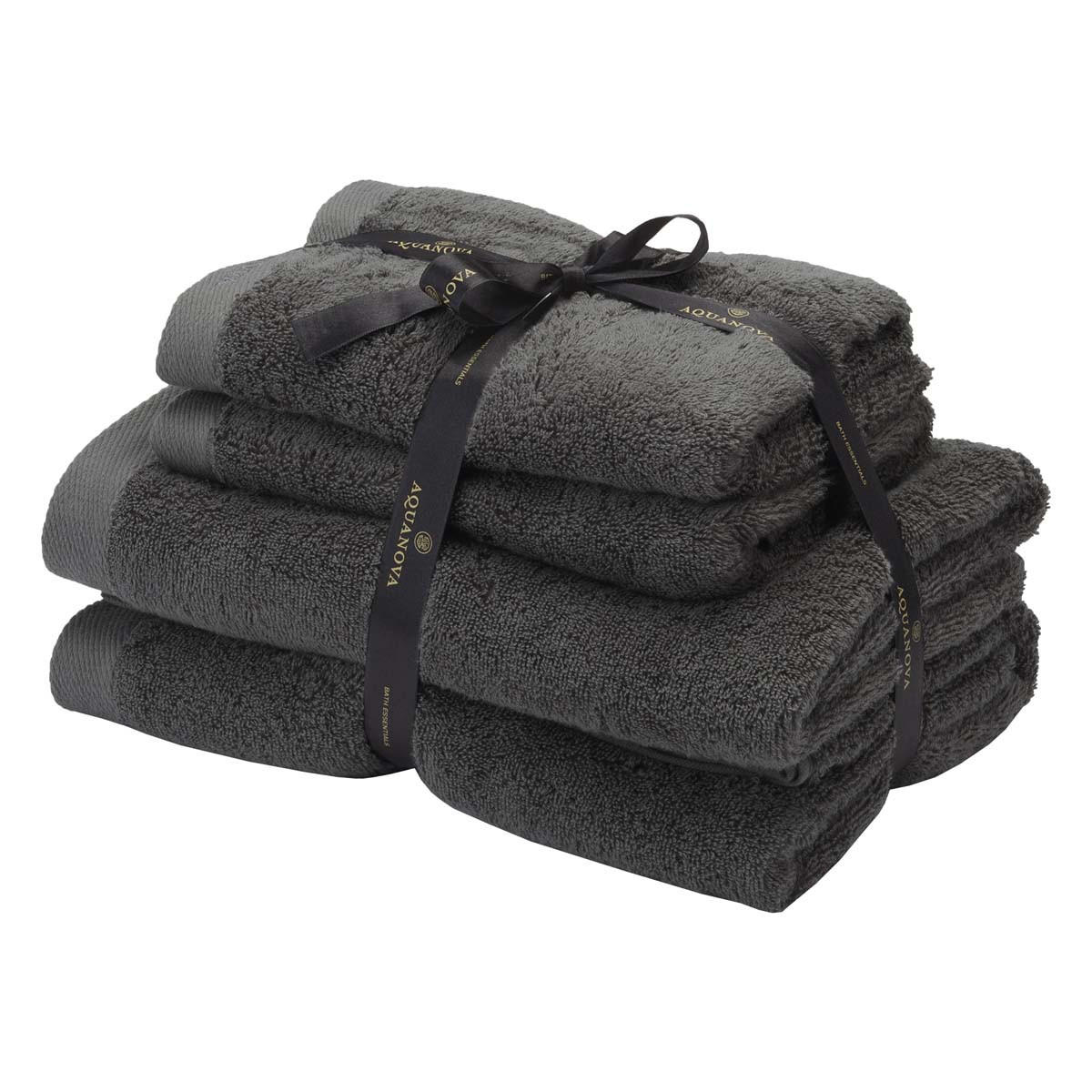 FROTTIERSET Rio Dunkelgrau 4-teilig  - Dunkelgrau, Basics, Textil - Aquanova
