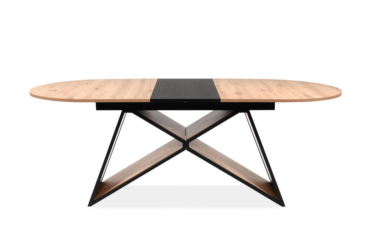 ESSTISCH - Schwarz/Eiche Artisan, MODERN, Holzwerkstoff/Metall (160-200/90/76cm) - MID.YOU