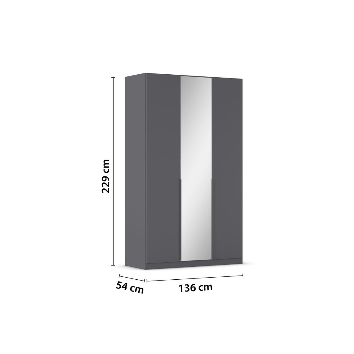DREHTÜRENSCHRANK Grau  - Grau, Modern, Holzwerkstoff/Metall (136/229/54cm) - Rauch Möbel