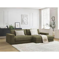 ECKSOFA Ottomane rechts  LEONARD  Grün Struktur  - Schwarz/Grün, MODERN, Kunststoff/Textil (274/159cm)