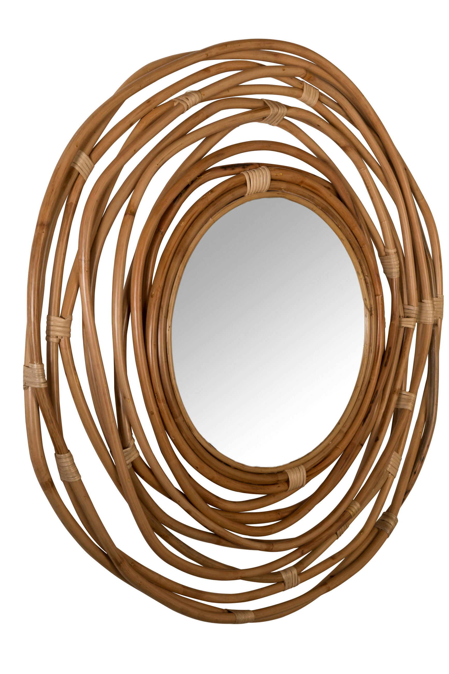 WANDSPIEGEL 75/75/3,2 cm - Hellbraun, Trend, Glas/Naturmaterialien (75/75/3,2cm) - Dutchbone