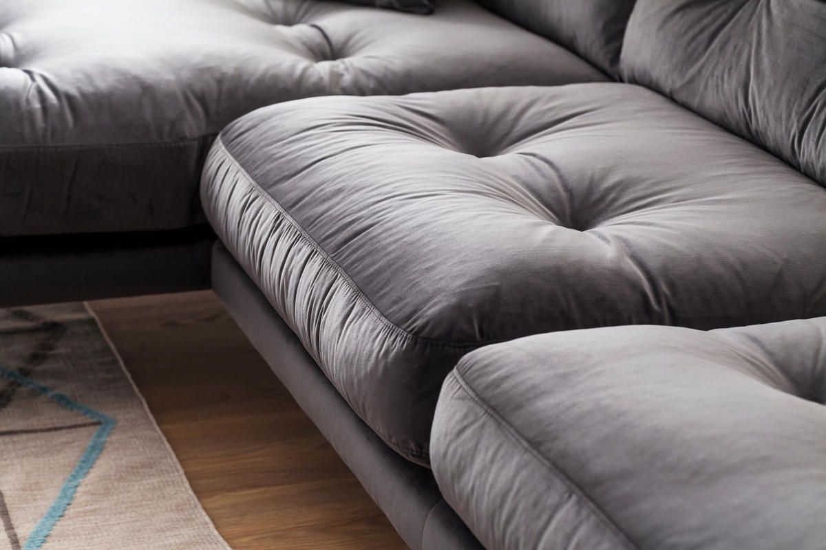 ECKSOFA Eckteil  TOKIO-REC.2S Anthrazit Samt  - Anthrazit, MODERN, Holz/Textil (275/157cm) - MID.YOU