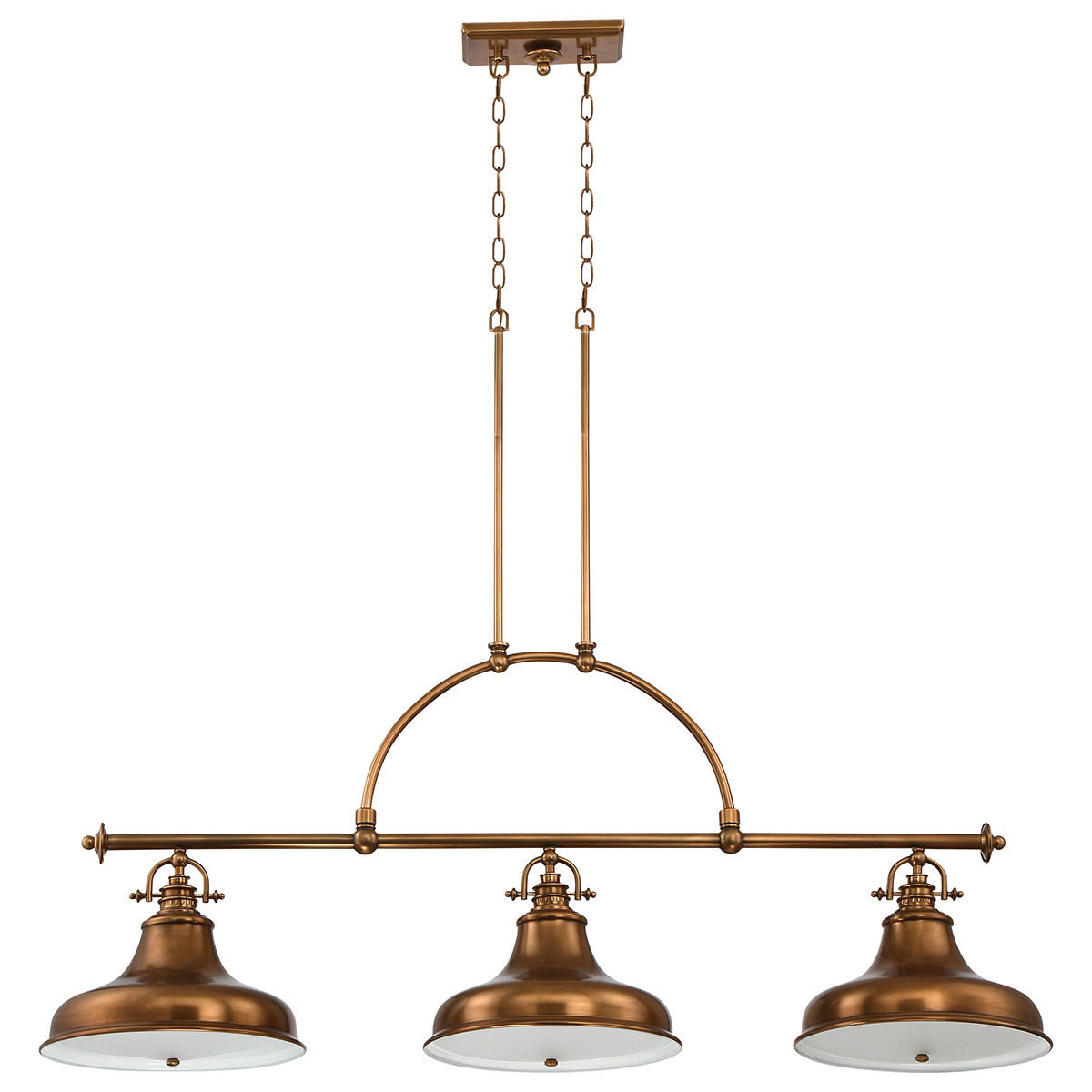 HÄNGELEUCHTE  133.3/73/34.3 cm   - Messingfarben, Design, Glas/Metall (133.3/73/34.3cm) - Elstead Lighting