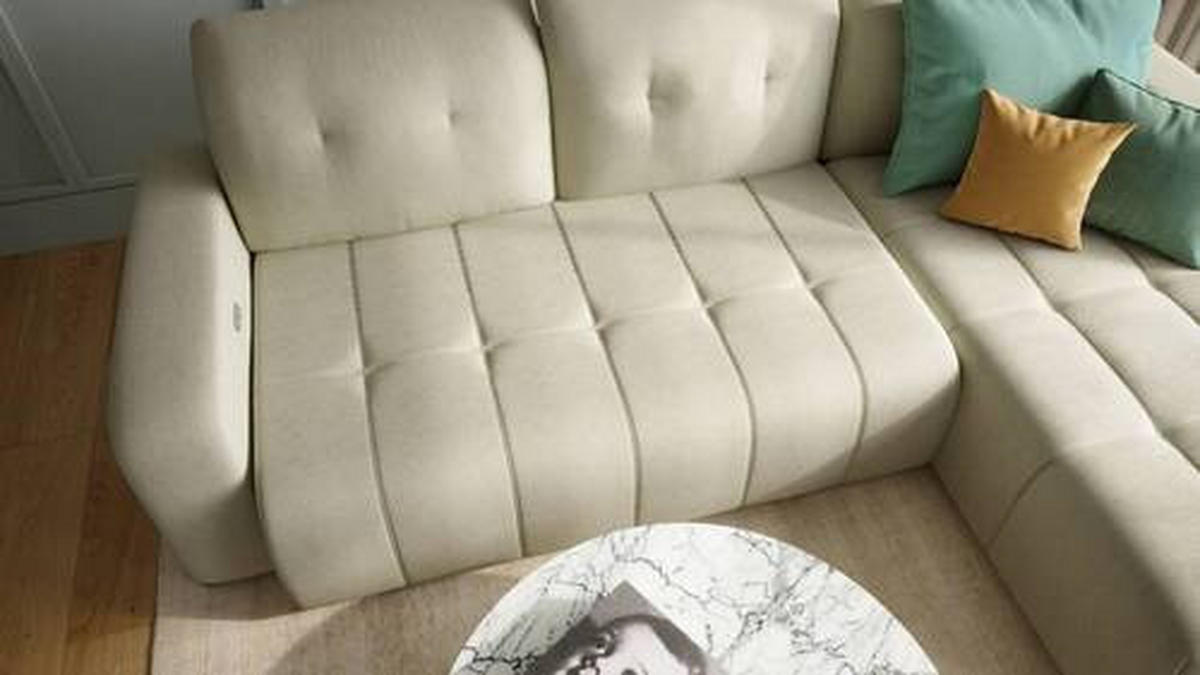 ECKSOFA in Mikrofaser Beige  - Beige/Schwarz, Modern, Textil/Metall (185/292cm) - Livetastic
