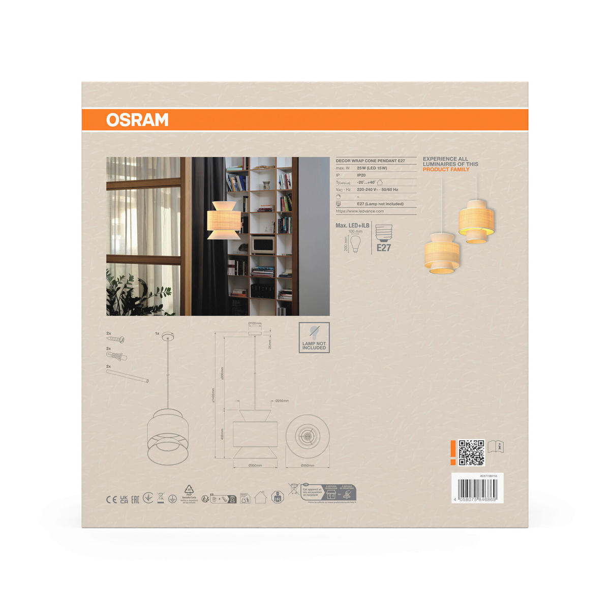 HÄNGELEUCHTE 35/142 cm  - Beige, Natur, Holz/Textil (35/142cm) - Osram