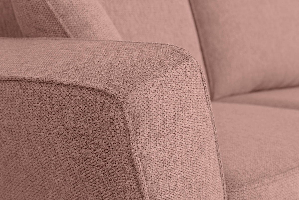 ECKSOFA in Flachgewebe Rosa  - Eichefarben/Rosa, KONVENTIONELL, Holz/Textil (265/159cm) - Carryhome