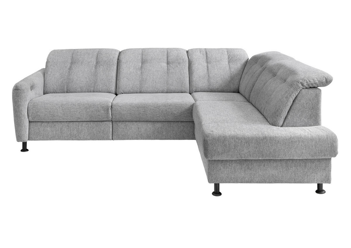 ECKSOFA in Chenille Silberfarben  - Silberfarben/Schwarz, Modern, Textil/Metall (270/198cm) - Livetastic