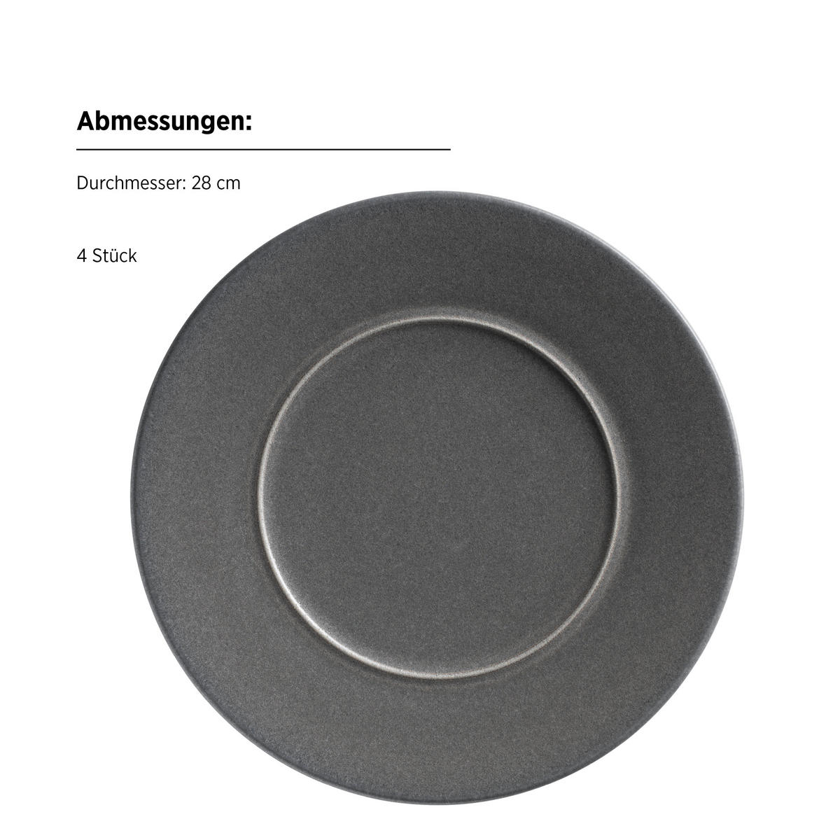 TELLERSET Unico 4-teilig  - Anthrazit, Basics, Keramik - Mäser