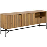 KOMODA, barve hrasta  - črna/barve hrasta, Design, kovina/leseni material (180/70/40cm) - Livetastic