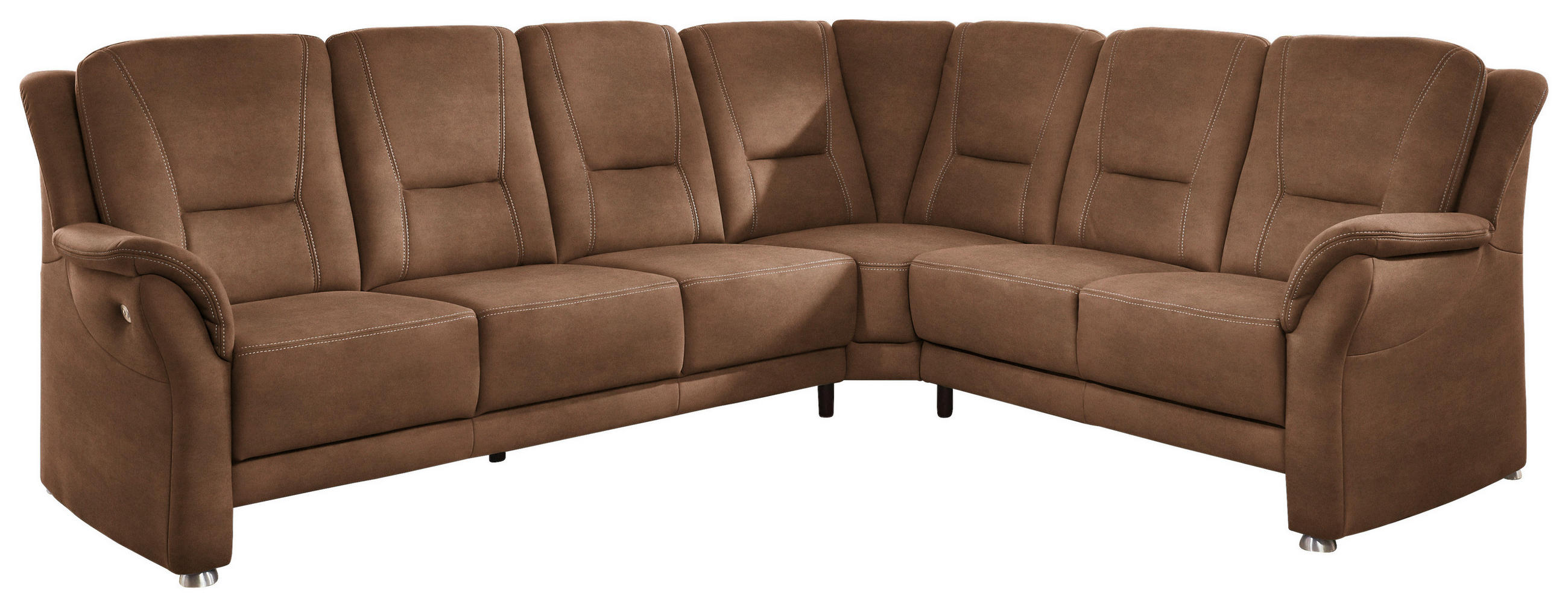 ECKSOFA in Mikrofaser Hellbraun  - Hellbraun/Beige, Konventionell, Textil/Metall (275/223cm) - Beldomo Comfort