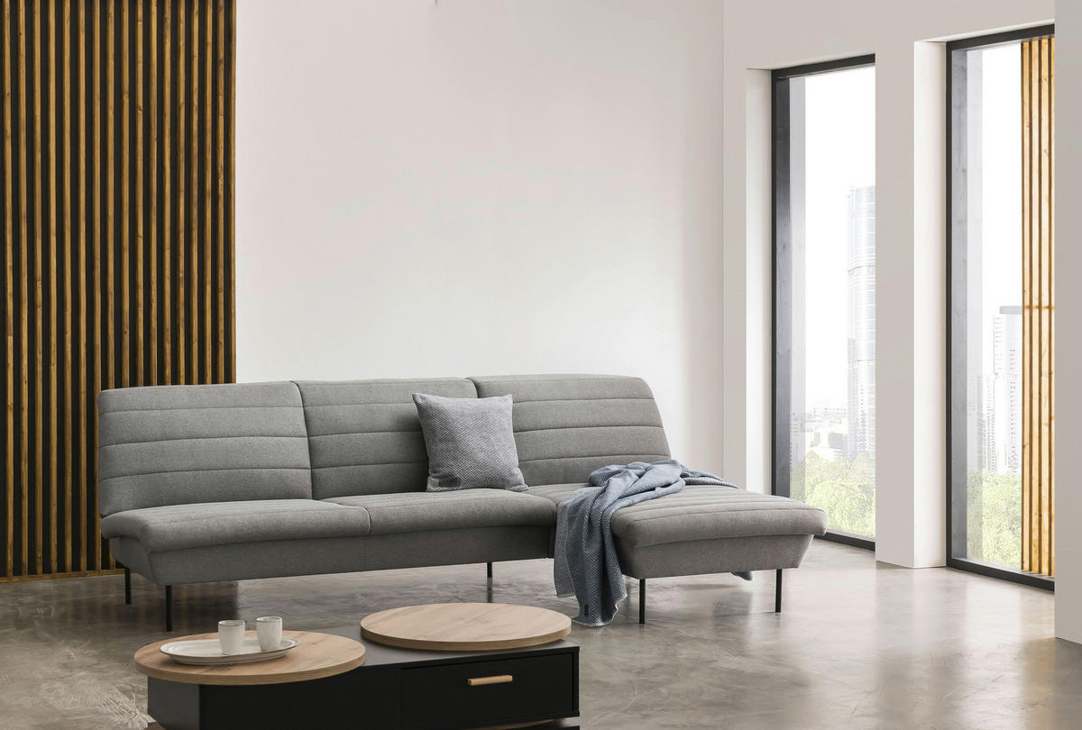 ECKSOFA in Webstoff Graubraun  214/168 cm  - Graubraun/Schwarz, Design, Textil/Metall (214/168cm) - LOOKS by W.Joop