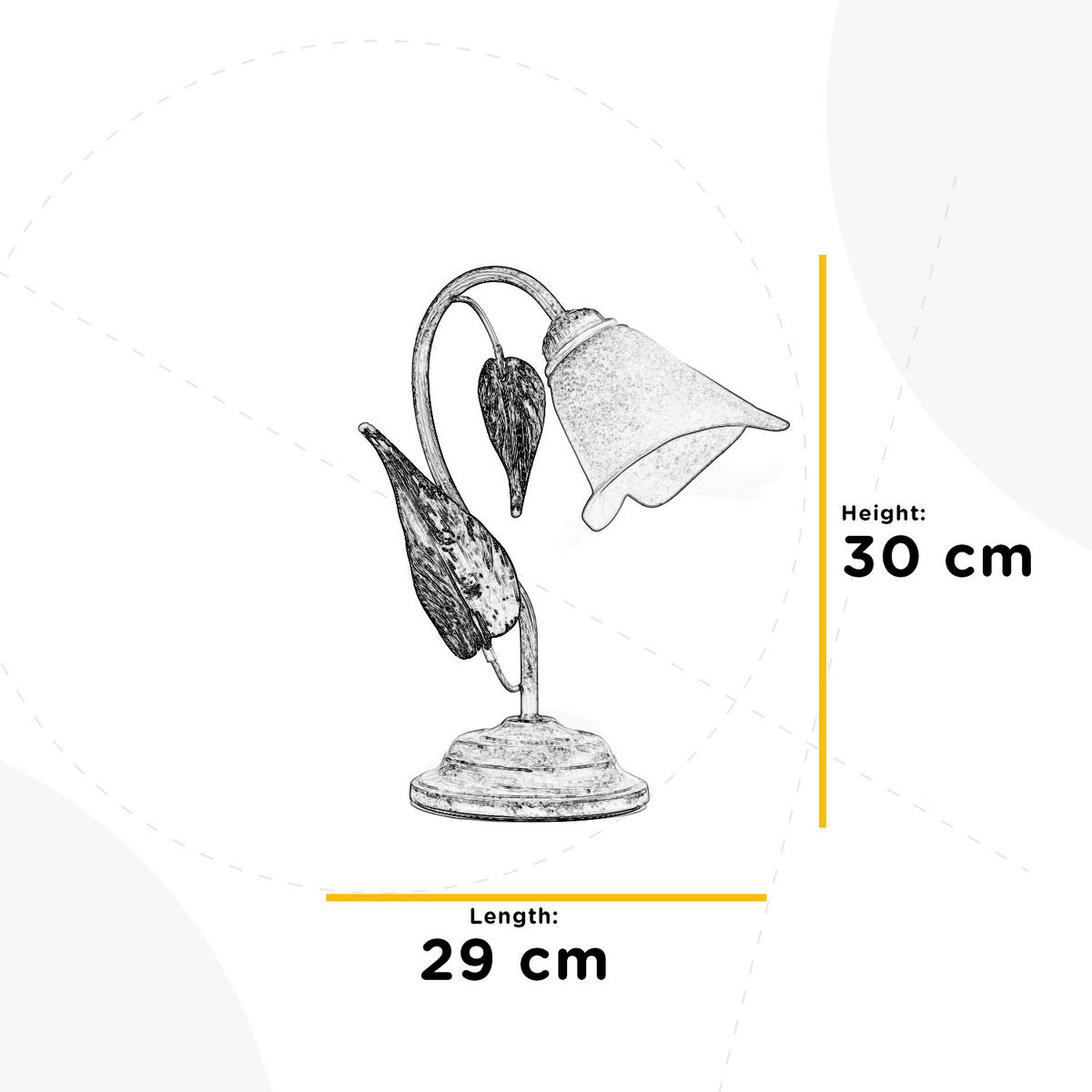 TISCHLEUCHTE 29/35 cm   - Natur, Glas/Metall (29/35cm)