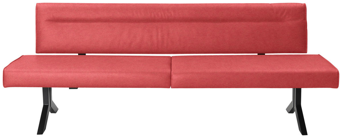 SITZBANK in Metall, Textil Rot  - Rot/Schwarz, Konventionell, Textil/Metall (220/87/70cm) - Moderano