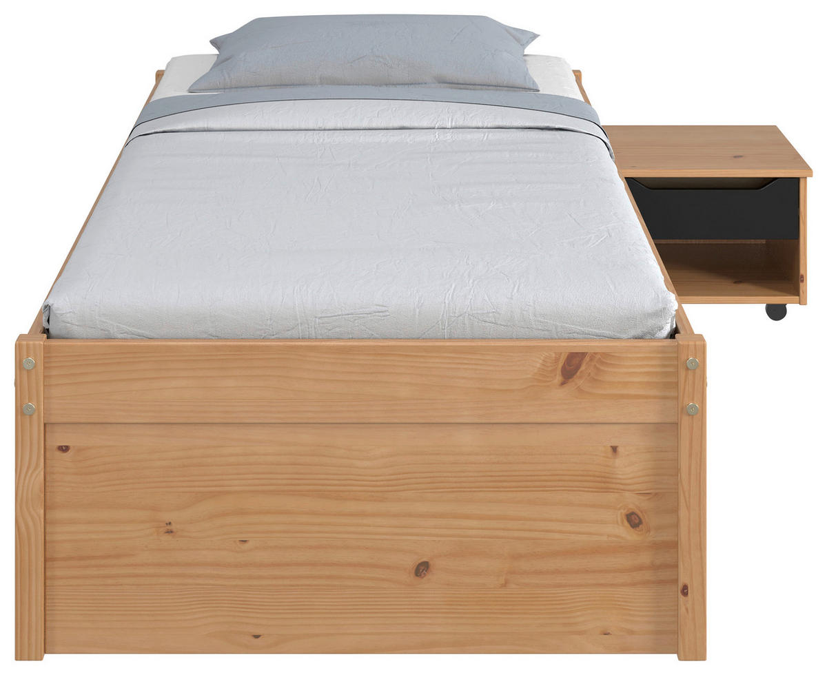 STAURAUMBETT 90/200 cm  in Naturfarben, Schwarz   - Schwarz/Naturfarben, Modern, Holz/Holzwerkstoff (90/200cm) - MID.YOU