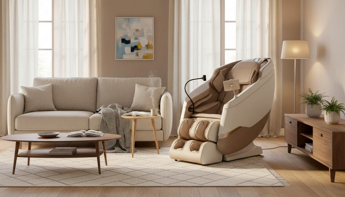 MASSAGESESSEL M Series  mit Lederlook Weiß, Hellbraun Relaxfunktion, Liegefunktion, Netzbetrieb, Massagefunktion, ausziehbare Fußstütze, automatische Rückholfunktion, Bluetooth-Lautsprecher, inklusive Armlehnen, Nackenkissen abnehmbar Rückenkissen, Nackenstütze, Sitzkissen, Relaxfunktion, Fußteilverstellung, Nackenkissen  - Hellbraun/Schwarz, KONVENTIONELL, Kunststoff/Textil (75,5/113/147,3cm) - Novel