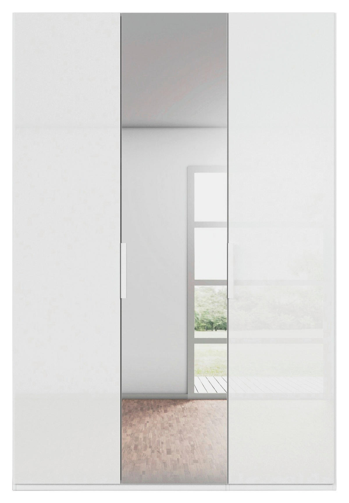 DREHTÜRENSCHRANK 151/235/61 cm,  in Weiß, 3-türig  - Weiß, Basics, Glas/Holzwerkstoff (151/235/61cm) - Novel