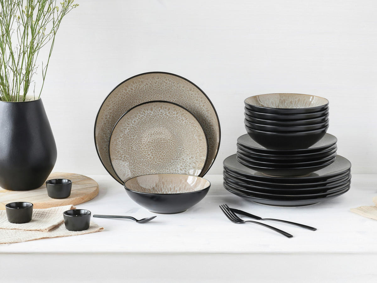 SERVIS Malmö beige 18 delar  - beige/svart, Basics, keramik - Creatable