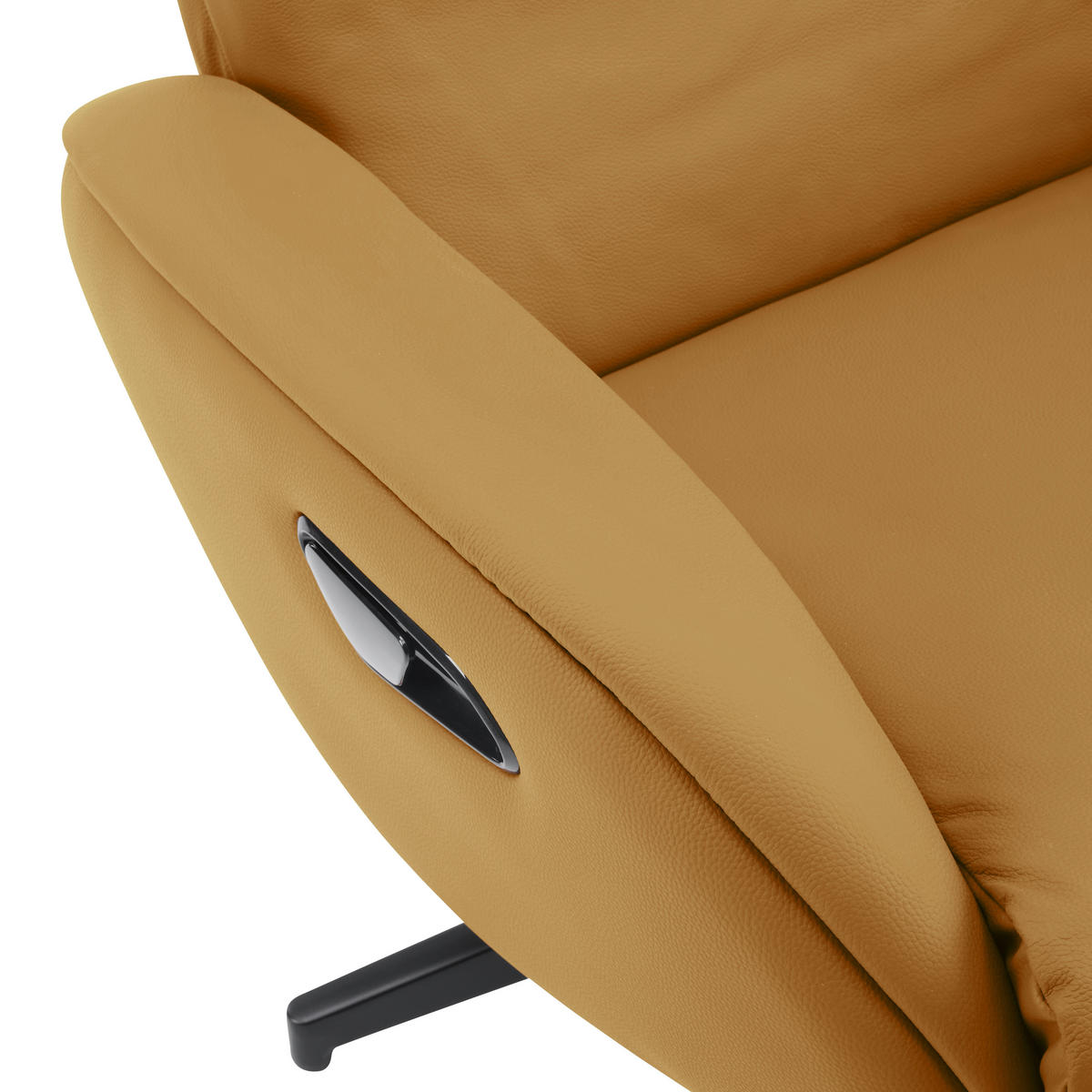 RELAXAČNÍ KŘESLO S TABURETEM, textil, kůže, žlutá - černá/žlutá, Design, kov/textil (77/107/75cm) - Livetastic