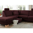 ECKSOFA in Mikrofaser Weinrot  - Wildeiche/Beige, KONVENTIONELL, Holz/Textil (236/286cm) - Voleo