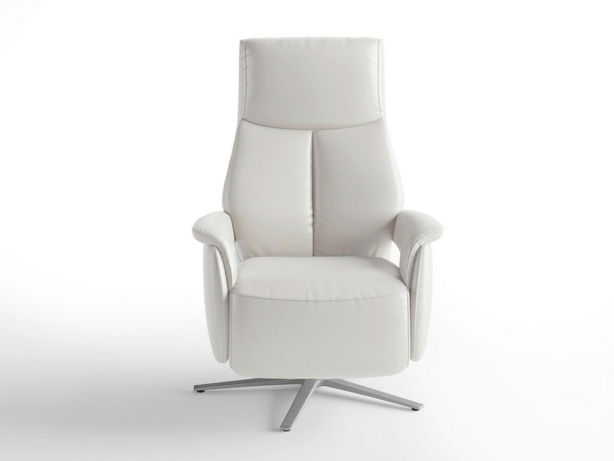 RELAXAČNÍ KŘESLO, kůže, bílá - bílá/barvy stříbra, Basics, kov/kůže (75/110/85cm) - Sit & More