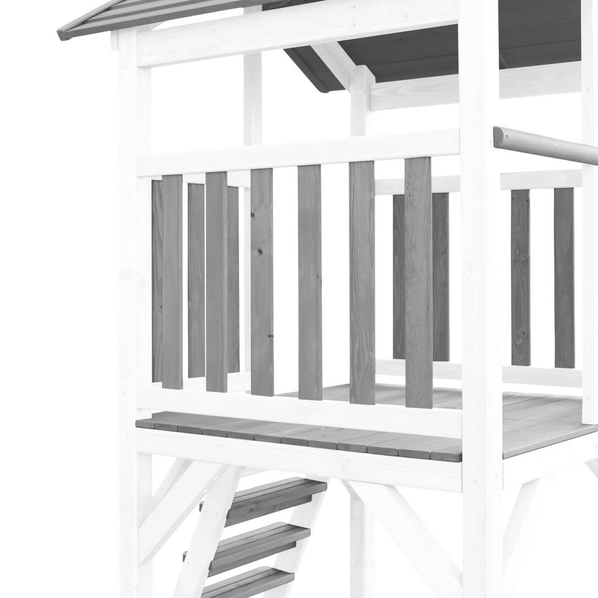 SPIELTURM 356,60/241.9/349 cm Beach Tower Climbeing & Nest Swing  - Blau/Weiß, Basics, Holz (356,60/241.9/349cm) - Ambia Garden