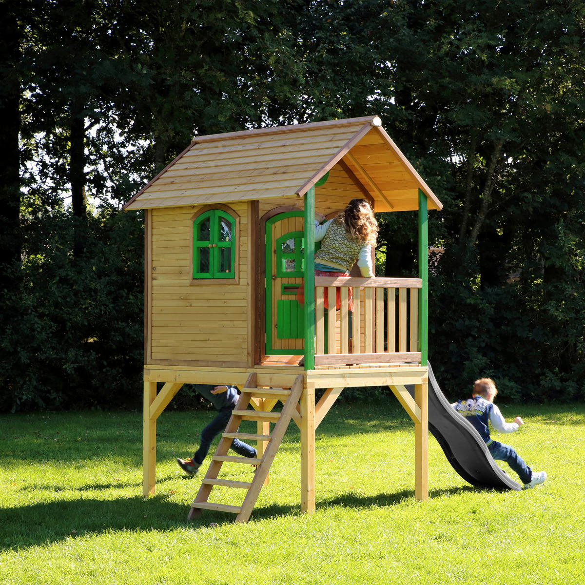 SPIELHAUS 318/272/191 cm  - Braun/Grau, KONVENTIONELL, Holz (318/272/191cm) - Ambia Garden