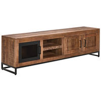 LOWBOARD  in 175/50/40 cm  - Schwarz/Naturfarben, LIFESTYLE, Glas/Holz (175/50/40cm) - Landscape